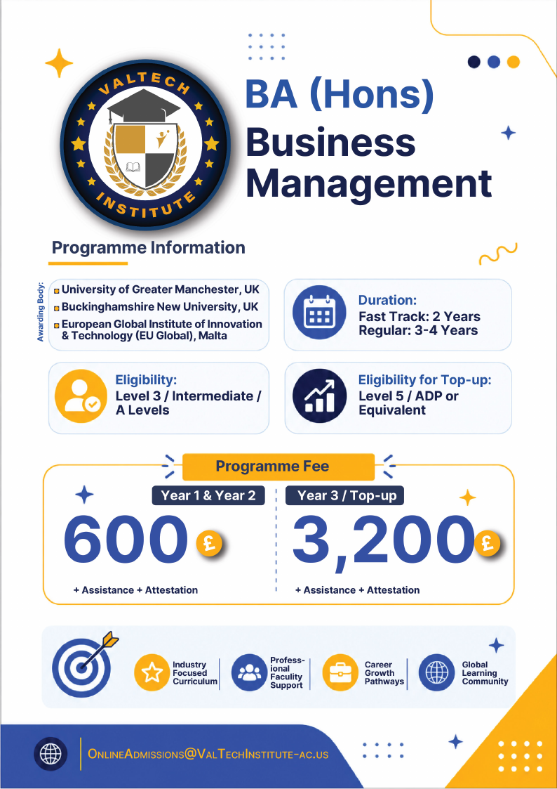 BA (Hons) Business Management brochure preview
