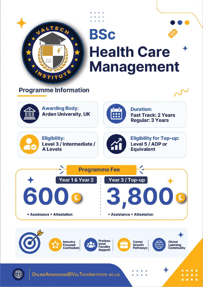 BSc Health Care Management brochure preview