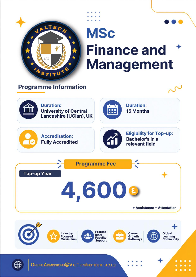 MSc Finance and Management brochure preview